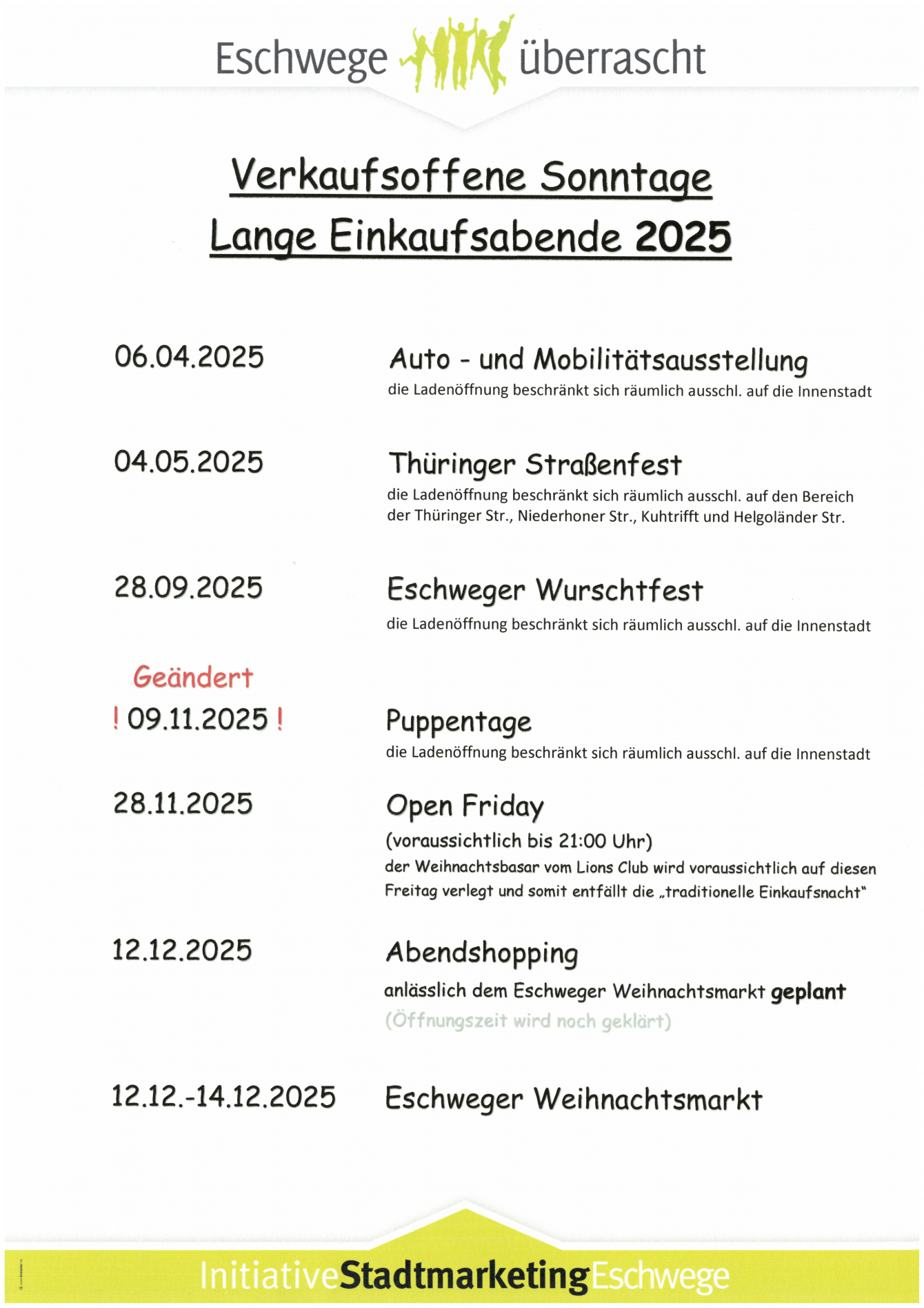 Verkaufsoffene Sonntage 2025